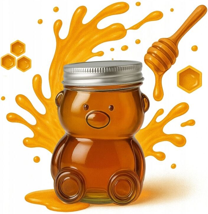 80-ml-TEDDY-Glas mit Schraubverschluss für Honig, Tinkturen, Marmeladen, Gewürze, Dekoration