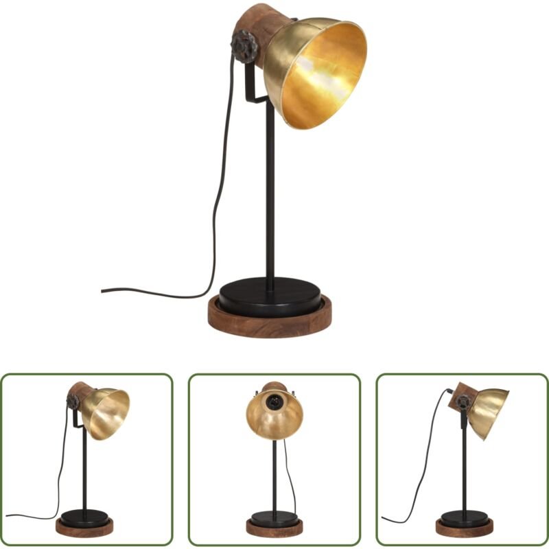 vidaXL Messingfarben - Schreibtischlampe 25 W Antik-Messing 17x17x50 cm E27