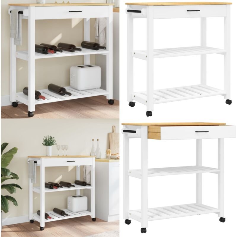 Küchenwagen monza 84x40x90 cm Massivholz Kiefer - Holz Küchenschrank - Vintage Küchenstil - Kücheninsel - Mobile Speisek...