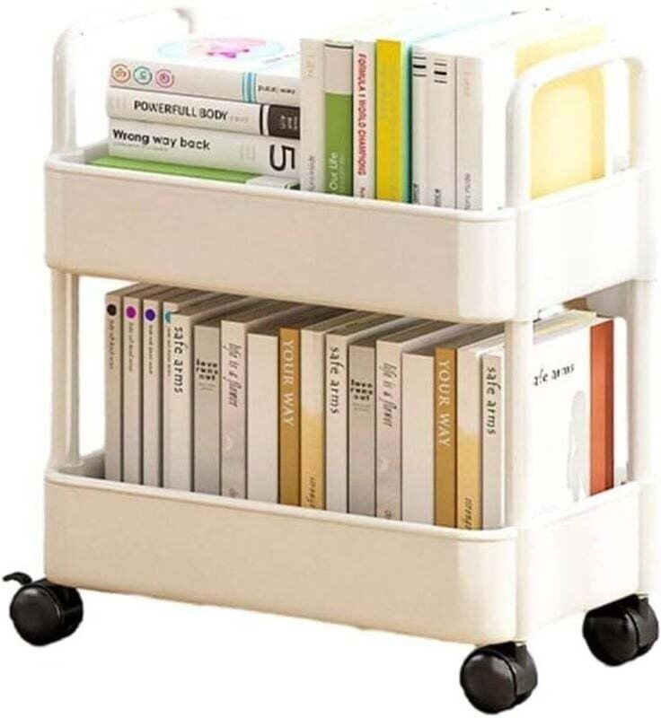 ALOVEZ 2-stöckiger Aufbewahrungswagen, Mehrzweck-Organizerwagen mit Rollen, Ablage für Küche, Bad, Waschküche, Büro, Wei...