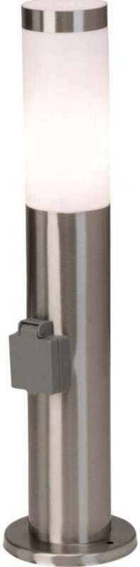 Brilliant - Außen-Sockelleuchte Chorus edelstahl, mit Steckdose Außenleuchte