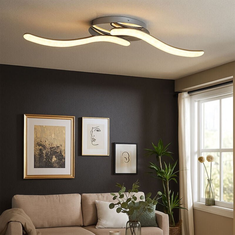 Thumbnail - Led Decken Leuchte Schlaf Gäste Zimmer Kristall Strahler geschwungen Chrom Lampe