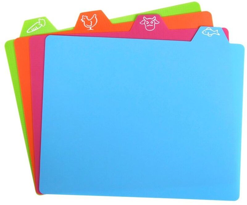 Buri - Kunststoff-Schneidematten 4er-Set Schneideunterlage Schneidebrett Küchenbrett