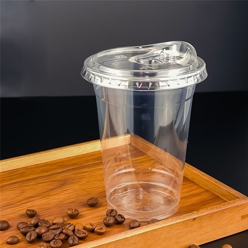 12 Oz Plastikbecher mit Direkttrinkdeckel Klarer Einwegbecher Verkostung