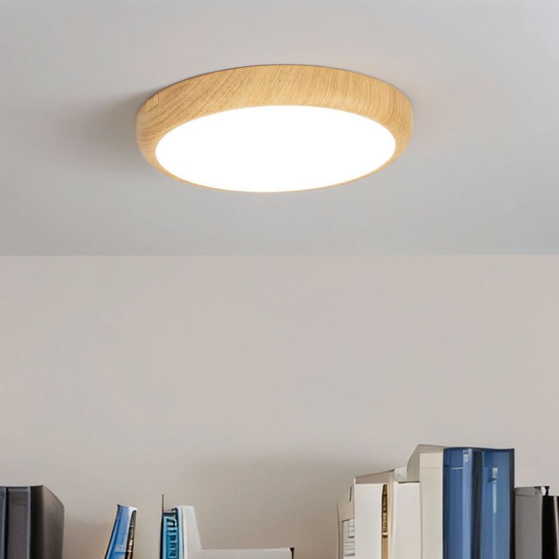 Licht-erlebnisse - led Deckenleuchte d: 22,5 cm rund Holz (Kiefer) Weiß neutralweiß 4400 k 2070 lm