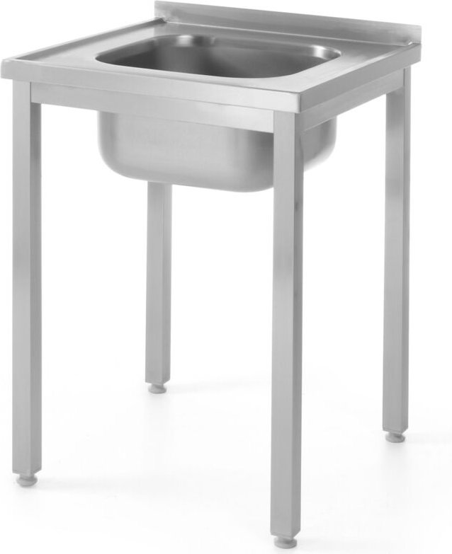 Stahl-Arbeitstisch mit einem Waschbecken 600 x 600 mm - Hendi 811849