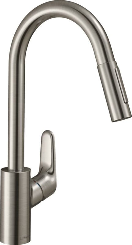 Focus M41 Spültischmischer 240 mit herausziehbarer Handbrause, 2-strahlig, Edelstahl gebürstet (31815800) - Hansgrohe