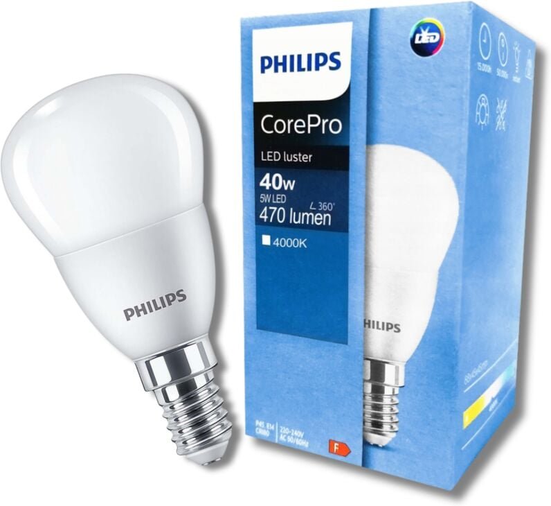 LED-Lampe E14 P45 5W = 40W 470lm 4000K Neutral PHILIPS CorePro