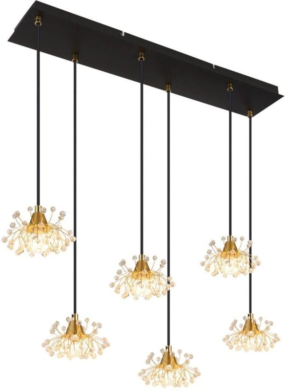 Globo Lighting - Pendelleuchte Hängelampe Deckenleuchte Esszimmerleuchte Goldfarbe Kristalle