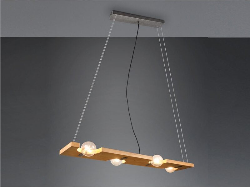 Thumbnail - Meinewunschleuchte - led Balken Pendelleuchte 4 flammig Holzbrett naturbelassen, Breite 115cm