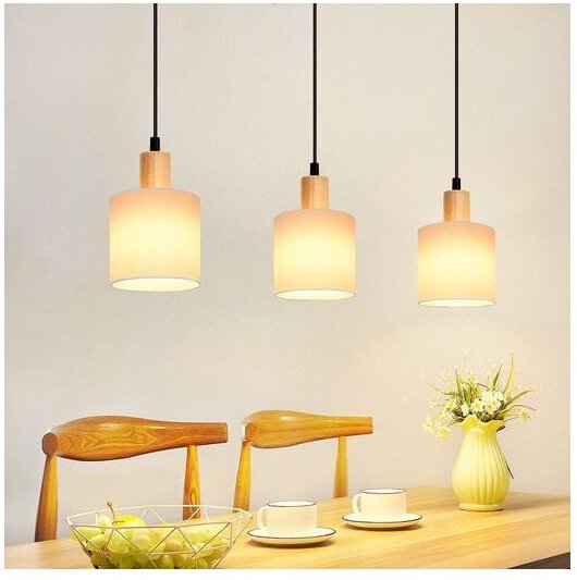 GBLY Pendelleuchte Esstisch Hängelampe Holz - Esszimmerlampe Vintage E14 Hängeleuchte Weiß Esstischlampe Rustikal hängen...