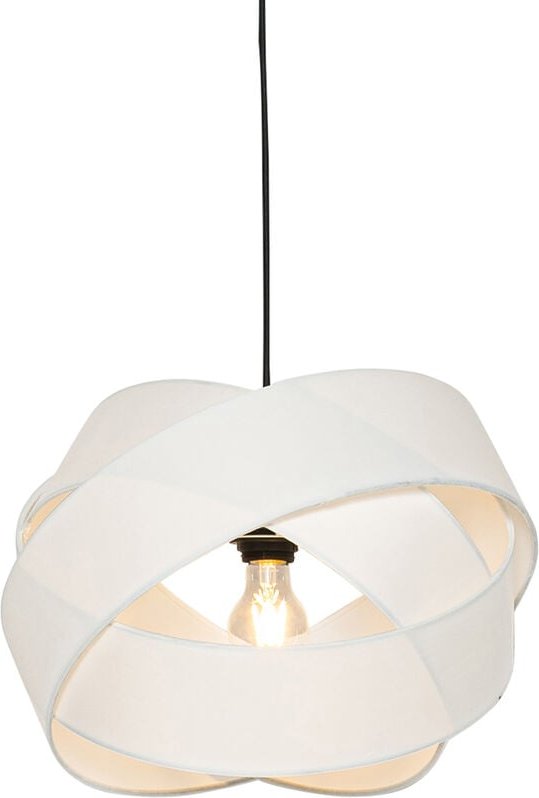 Moderne Hängelampe Weiß mit Schwarz - Cloth