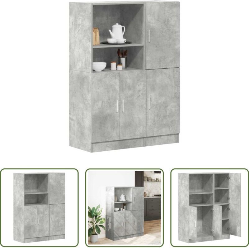 Küchenmöbel - 2-tlg. Küchenschrank-Set Betongrau Holzwerkstoff