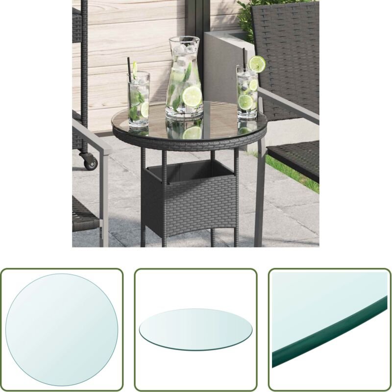 vidaXL Esstischplatte - Tischplatte aus gehärtetem Glas rund 400 mm