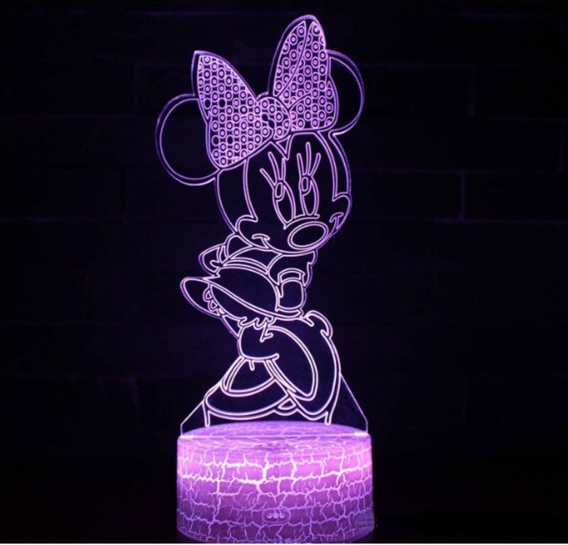 Nachtlicht-Illusionslampe Minnie Mouse 3D-LED-Nachtlicht mit Touch-Steuerung, Geburtstags- und Weihnachtsgeschenk für Ki...