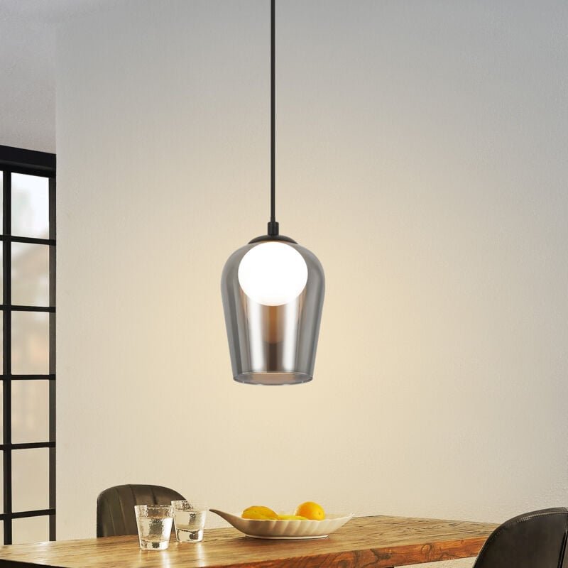 Pendelleuchte Schlafzimmer Hängelampe Schwarz - 1 Flammig Hängeleuchte Glas Esstischlampe Hängend G9 Nachtisch Pendellam...