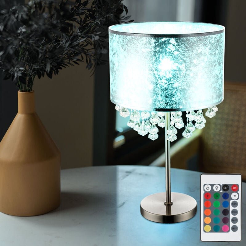 Tisch Leuchte Steh Lampe Dimmer Fernbedienung Strahler Kristalle im Set inkl. rgb led Leuchtmittel