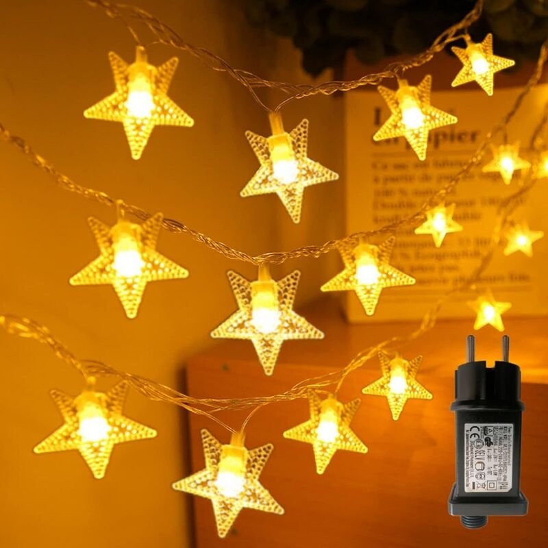 Lichterkette für draußen, Lichterkette zum Einstecken, 10 m, 70 LED-Sternenlichter, 8 Modi, wasserdichtes Netzteil, Lich...