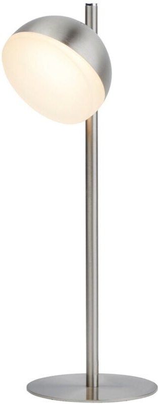 Searchlight Tully Tischlampe aus satiniertem Silbermetall und mattiertem Schirm