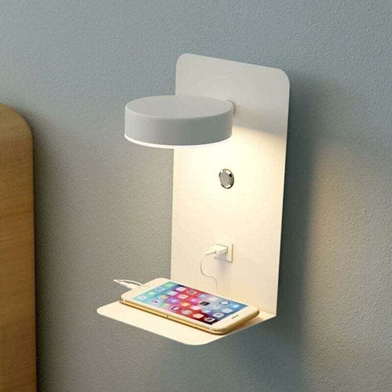 Wandleuchte Innen Led Wandleuchte Mit USB Anschluss 12W Tricolor Dimmbar Moderne Wandleuchte Mit Schalter Wandlampe Lese...