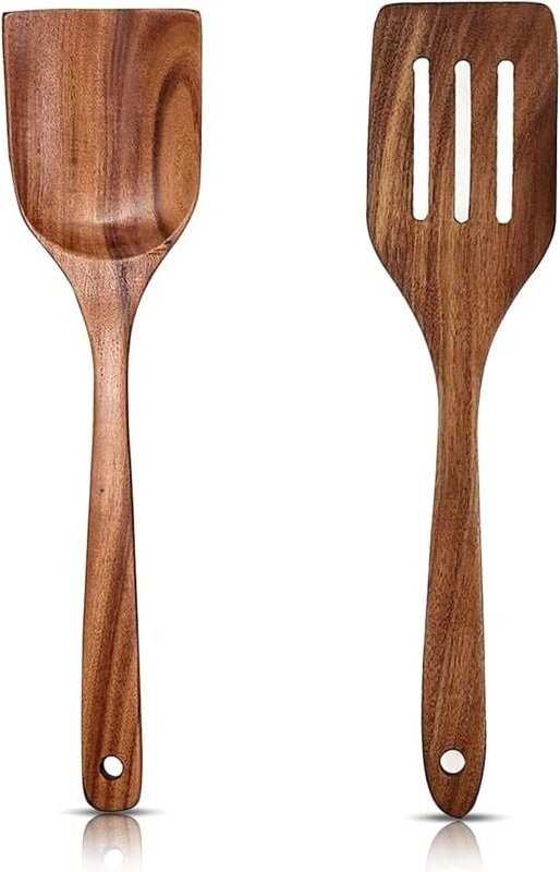 Thumbnail - 2er Set Holzspatel 30 cm Spatel Küchenhelfer in edlem Wenge kratz- und hitzebeständig