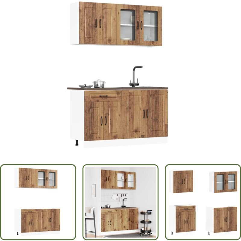 Küchenschränke - 4-tlg. Küchenschrank-Set Kalmar Altholz-Optik Holzwerkstoff
