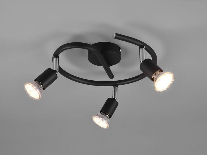 Deckenstrahler paris Rondell 3-flammig Schwarz, ø 26cm