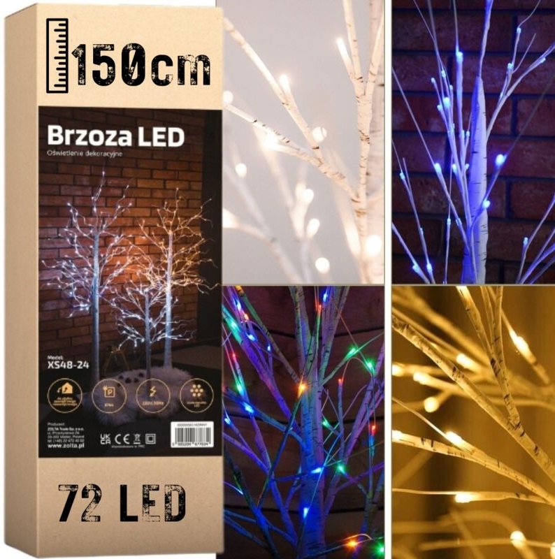LED-Weihnachtsbaum aus Birke, 150 cm, 72 Dioden, kaltweiß, Zimna