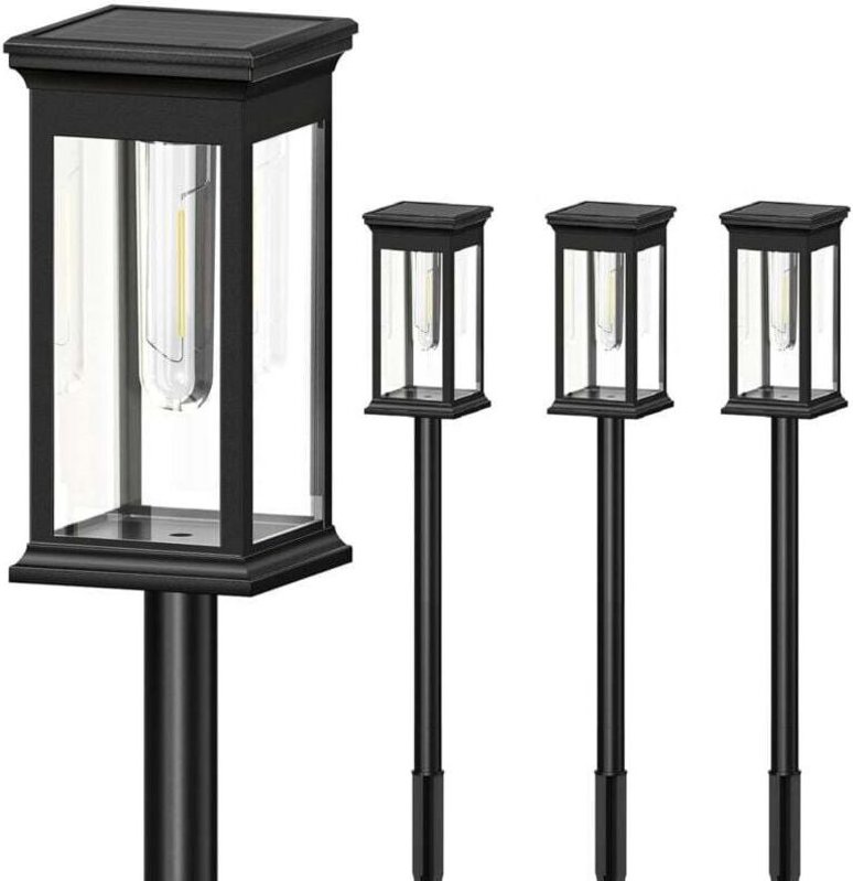 Solar-Gartenleuchten für den Außenbereich, 4er-Pack, automatische Ein-/Ausschaltfunktion, IP65 wasserdicht, warmweißes S...