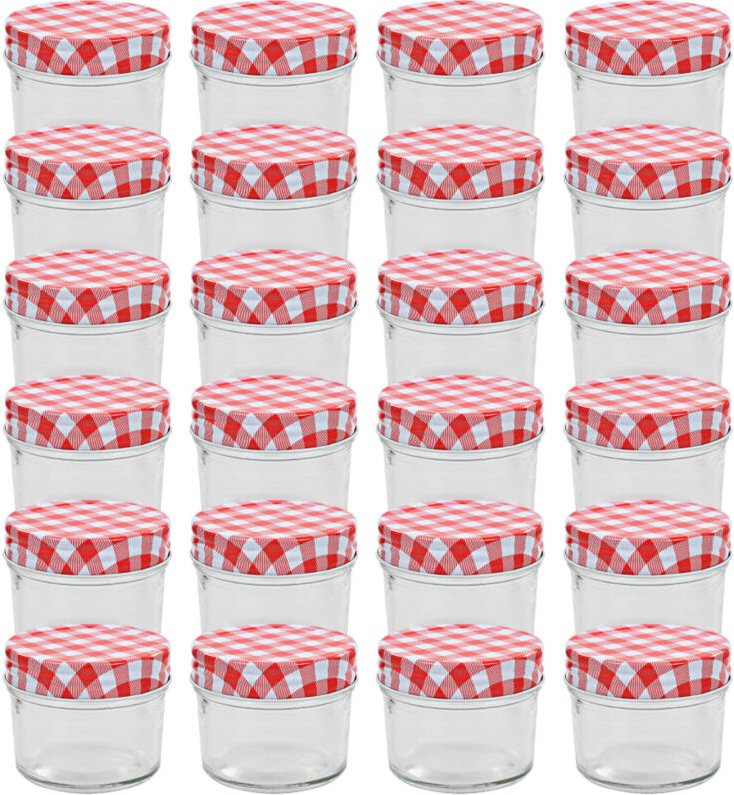 Marmeladengläser mit Weißen/Roten Deckeln 24 Stk. 110 ml Vidaxl