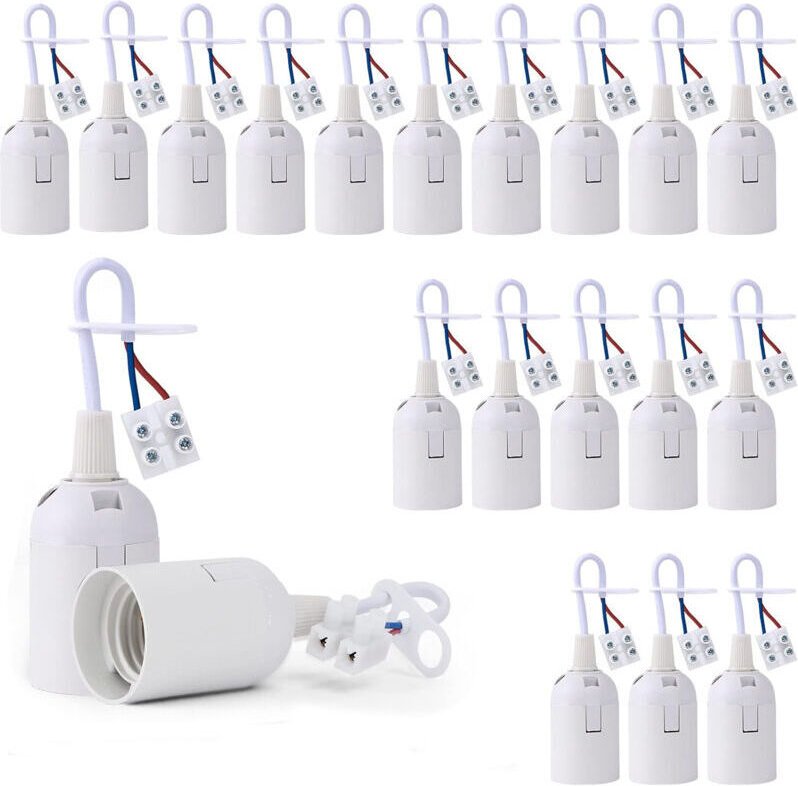 ZVD - 20 Stück E27 Lampenfassung Lampenfassung mit Phasenprüfer, Lichtsockel Hängefassung Baustellenfassung Sanierung Er...