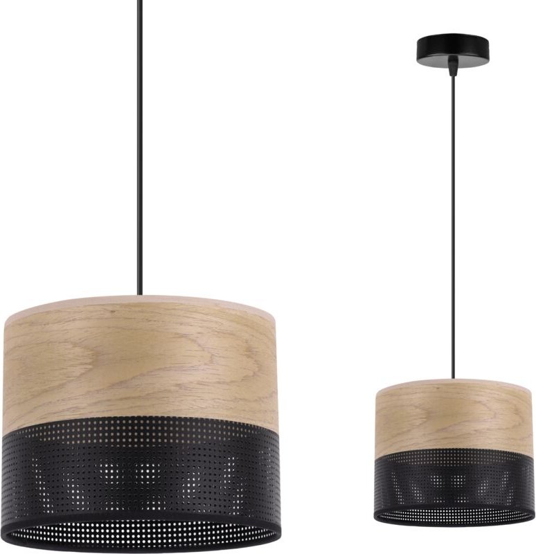 Einzelne Hängelampe, Lampenschirm Aus Goldenem Eichenfurnier, 20 Cm