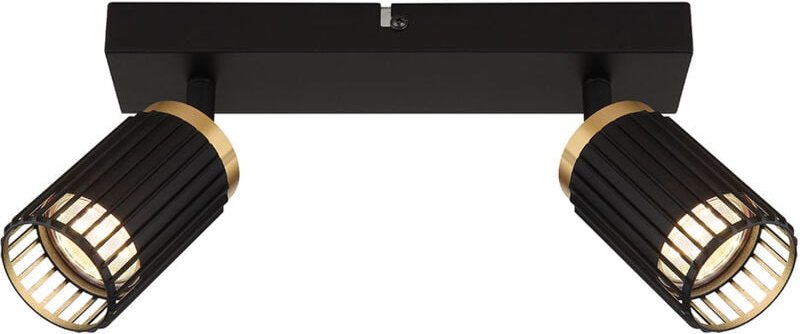 Deckenleuchte Spotleuchte 2 Strahler schwarz Deckenstrahler Spots schwenkbar, Alu Metall, 2x GU10 Fassung, LxBxH 26x12,5...
