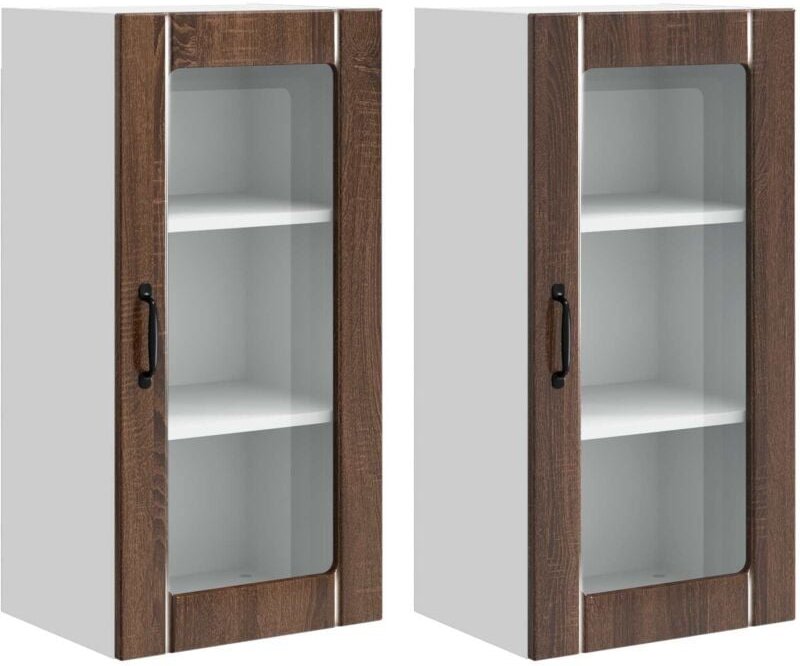 Küchenschrank mit Tür 2 pcs Braun Eichen-Optik 40 x 31 x 80 cm vidaXL