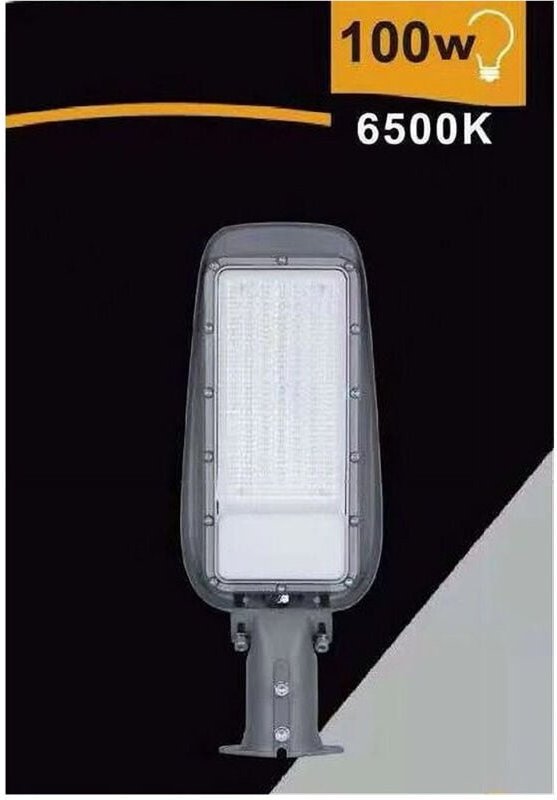 Trade Shop - LED-Straßenlaterne 100W 9000LM GRAU IP65 KALTWEISSES LICHT 6500K RL02-100W -