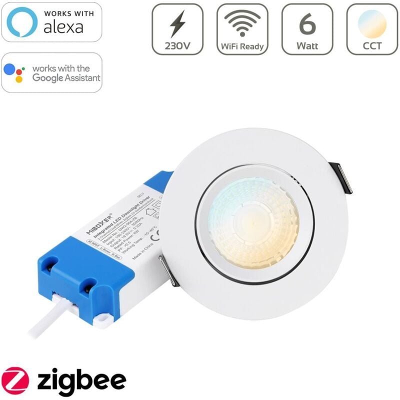 MiBoxer Zigbee 3.0 CCT LED Einbaustrahler rund weiss 6W Ø90mm DW2-06A-ZB