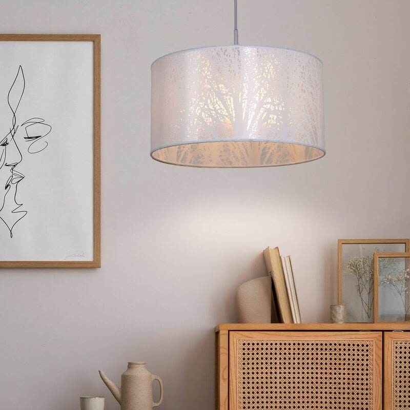 Pendellampe Baum Design Hängelampe Esstischleuchte Wohnzimmerlampe weiß, Metall Kunststoff, 1x E27, DxH 38 x 120 cm
