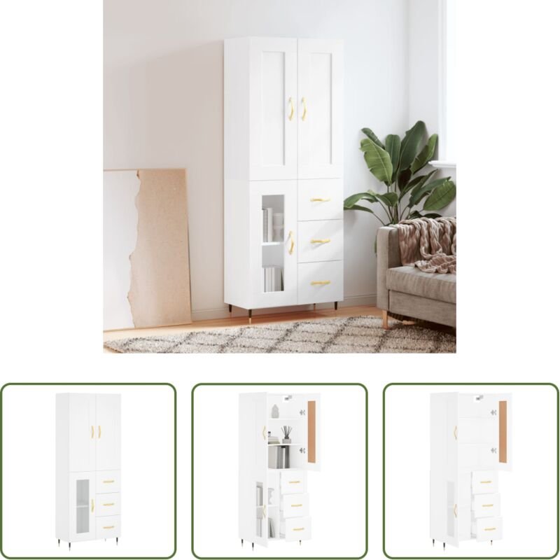 vidaXL Stauraum - Highboard Weiß 69,5x34x180 cm Holzwerkstoff