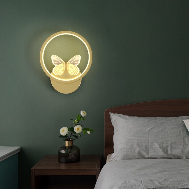 Led Wandleuchte Innen Modern Gold 1-Flammig Acryl Schmetterling Wandstrahler 3000K Warmweißes Licht für Esszimmer Loft S...