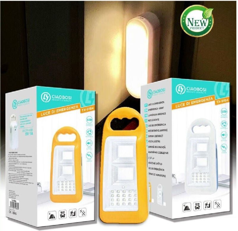 Trade Shop Traesio - Trade Shop - usb wiederaufladbare led notlichtlampe 5V 1A batterie power bank TX-9184 -