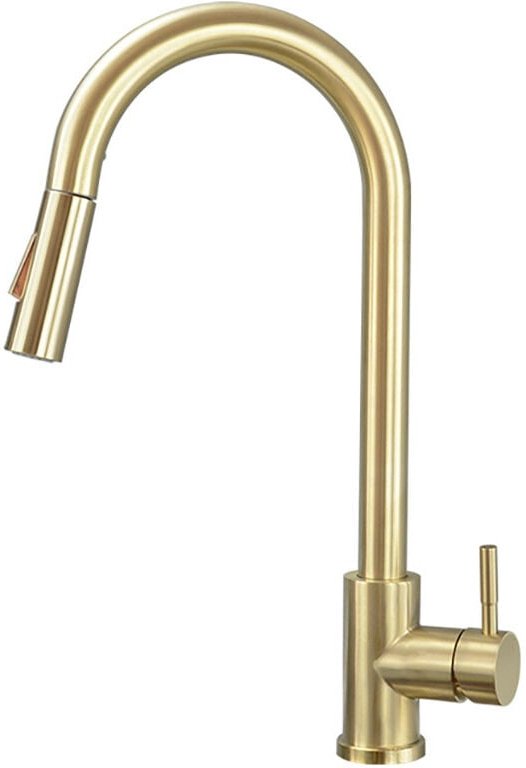 Ausziehbare Küchenarmatur, Spritzschutz, 360°-Drehung, leichtes Design, Gold