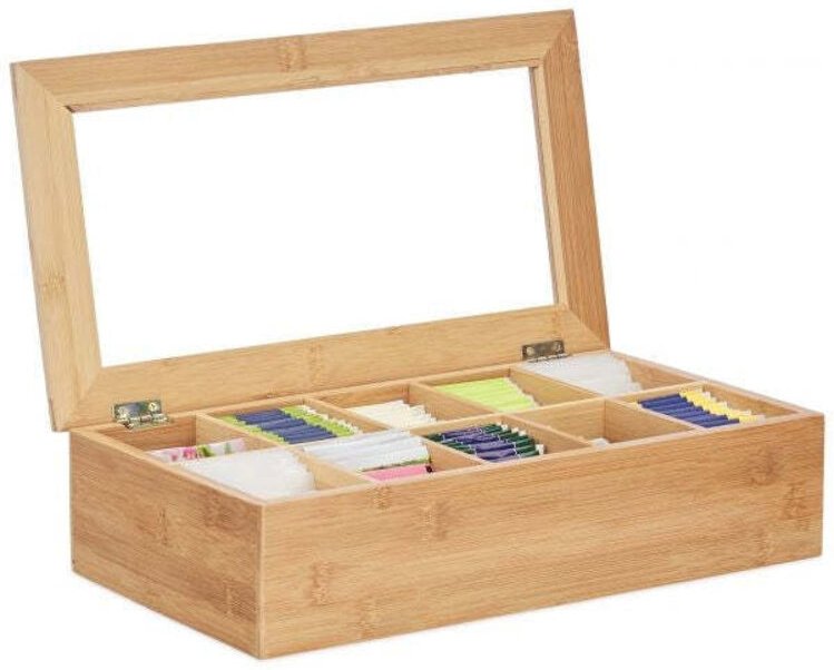 Teebox aus bambus mit 10 fachern
