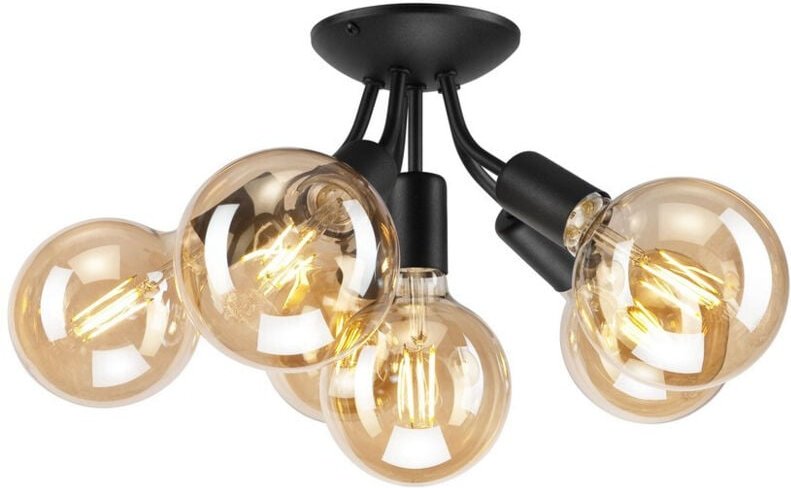 Lamkur Lighting - Lamkur Viggo Mehrarmige halbbündige Deckenleuchte Schwarz, 6x E27