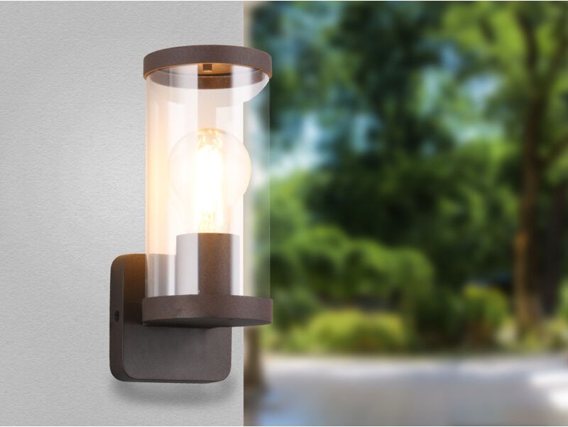 Meinewunschleuchte - led Außenwandleuchte, Laterne Aluminium Rostoptik, Höhe 23cm