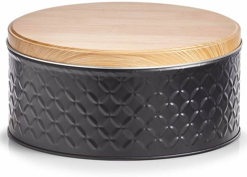 SCANDI Aufbewahrungsbehälter rund Bambus Deckel, Weiß, Zeller