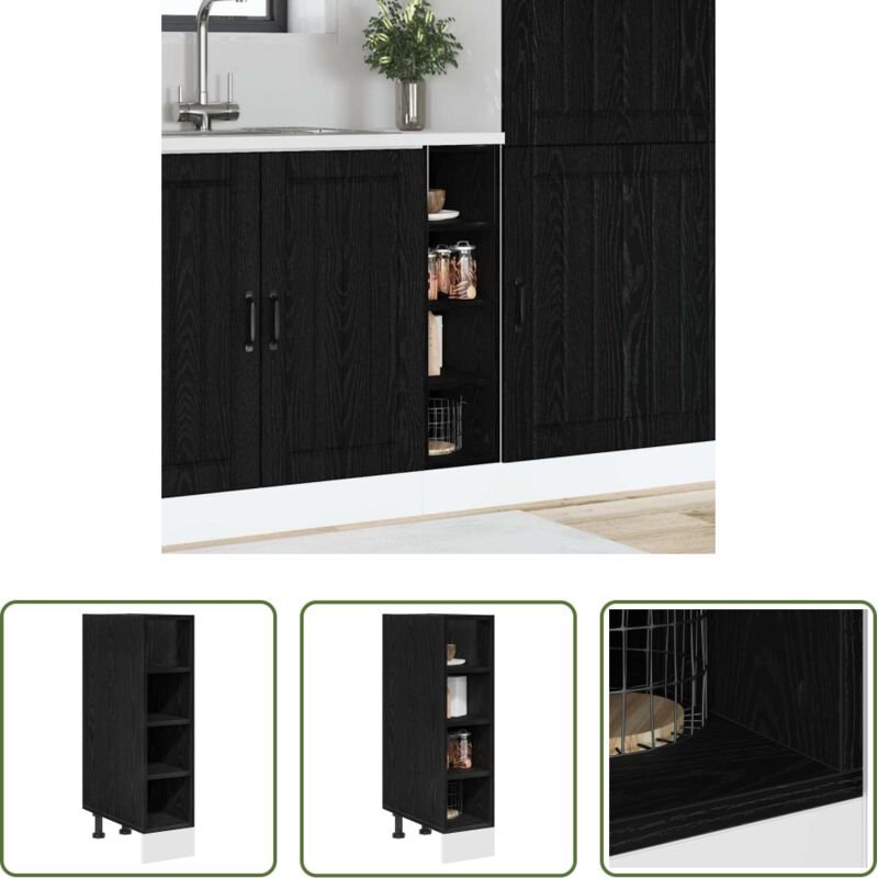 Holz Küchenregal - Küchenunterschrank Schwarz Eichen-Optik 20 x 44,5 x 81,5 cm