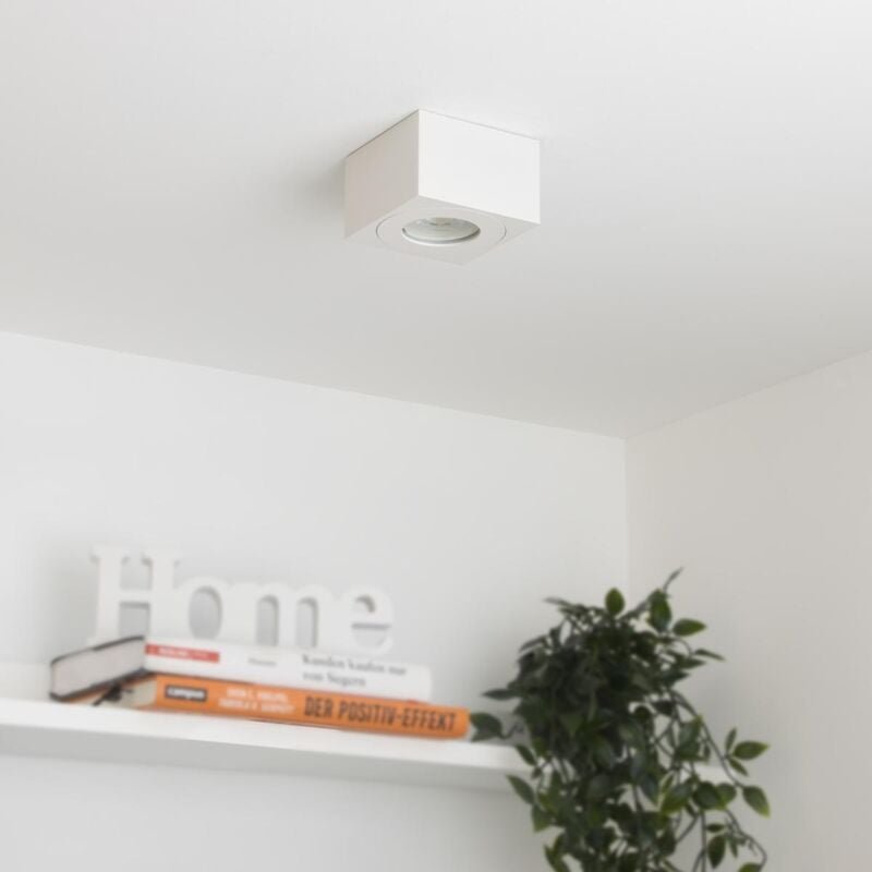 Flacher Aufbaustrahler eckig IP44 Deckenleuchte - Farbe: weiß - LED Leuchtmittel: Ohne