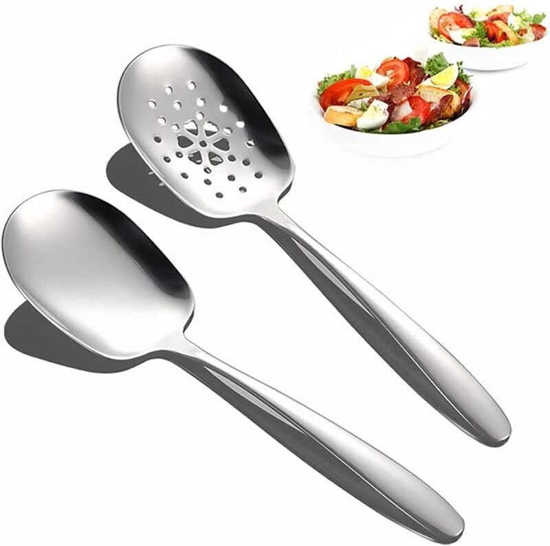 CCYKXA Servierlöffel, 2er-Set große Löffel, Servierlöffel aus Edelstahl, großer Buffet-Servierlöffel für Familienfeiern,...