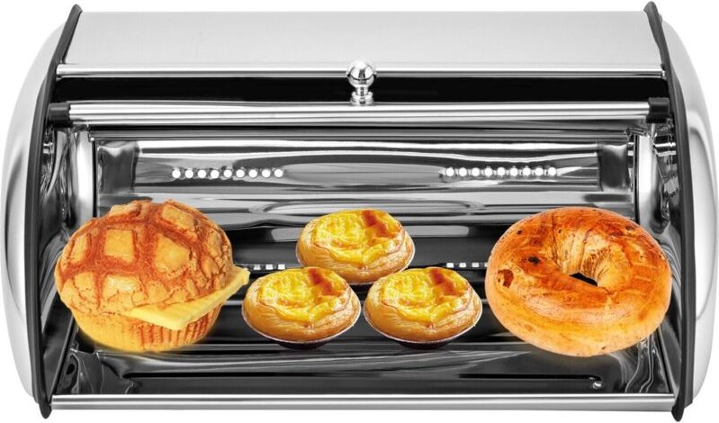 Thumbnail - Brotkasten, Brotdose aus Metall,410 Edelstahl Bread Box, Brotbox mit Frontklappe, Mückenresistente Brotaufbewahrungsbox,...
