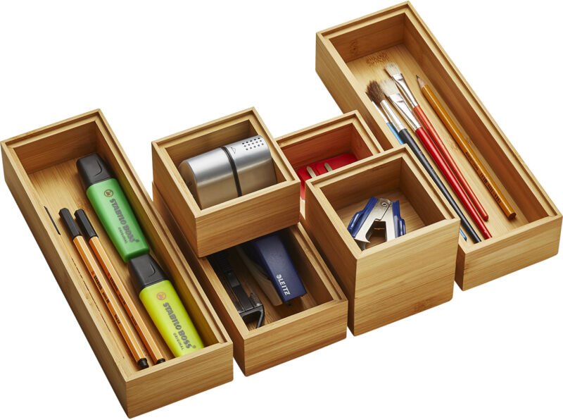 So-tech - orga-box bambus Aufbewahrungsbox 6 teiliges Set (geölt, 3 Größen 85/171/257 x 85 x 50 mm) Schubladen-Organizer...